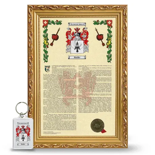 Harder Framed Armorial History and Keychain - Gold