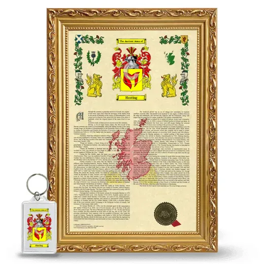 Hasting Framed Armorial History and Keychain - Gold