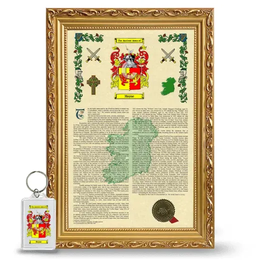 Hayne Framed Armorial History and Keychain - Gold