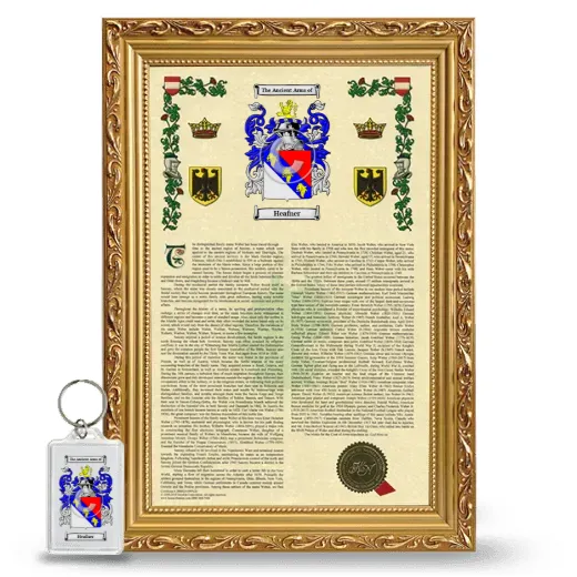 Heafner Framed Armorial History and Keychain - Gold
