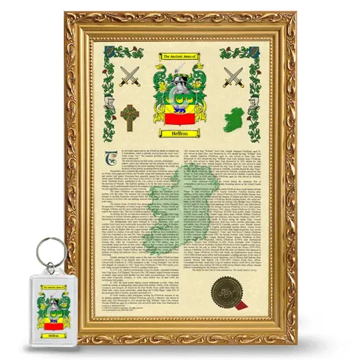 Heffron Framed Armorial History and Keychain - Gold