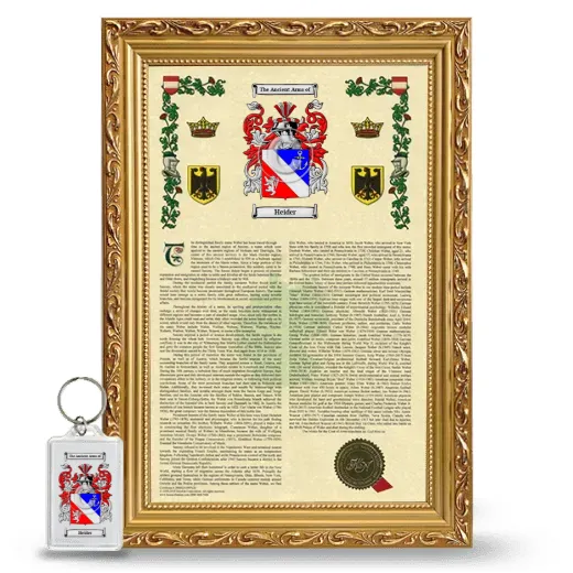 Heider Framed Armorial History and Keychain - Gold