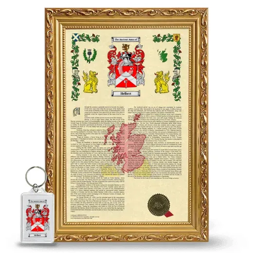 Helbert Framed Armorial History and Keychain - Gold
