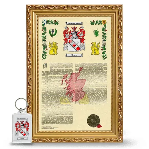Hench Framed Armorial History and Keychain - Gold