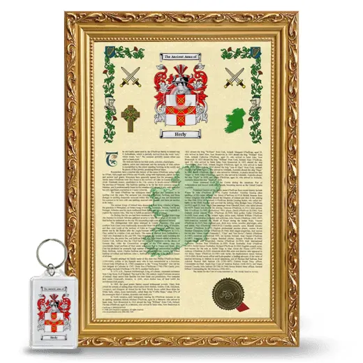 Herly Framed Armorial History and Keychain - Gold