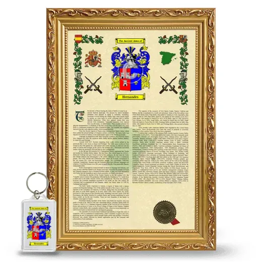 Hernandes Framed Armorial History and Keychain - Gold