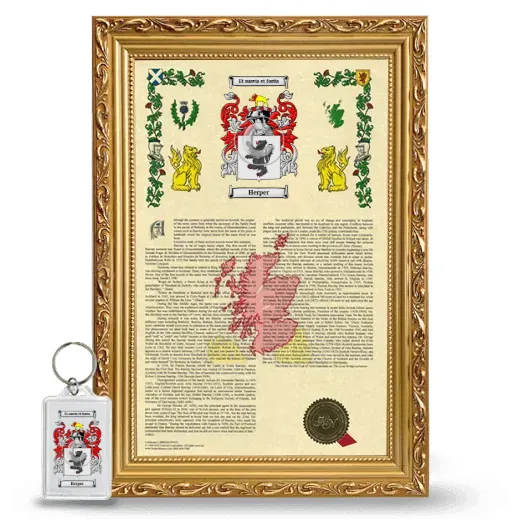 Herper Framed Armorial History and Keychain - Gold