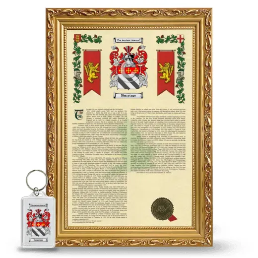 Herrytage Framed Armorial History and Keychain - Gold