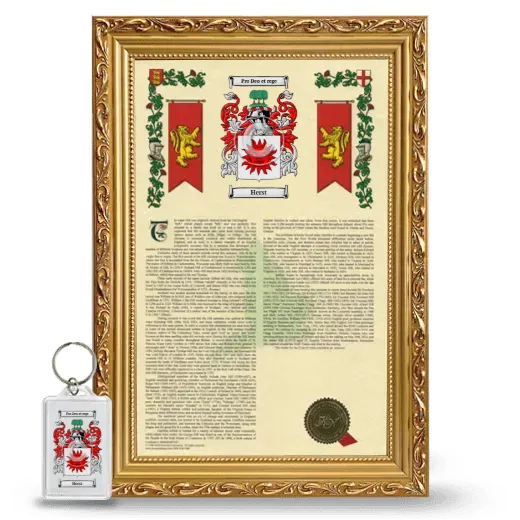 Herst Framed Armorial History and Keychain - Gold