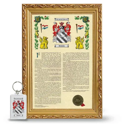 Heuwen Framed Armorial History and Keychain - Gold