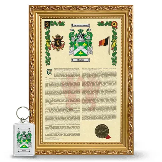 Heyder Framed Armorial History and Keychain - Gold