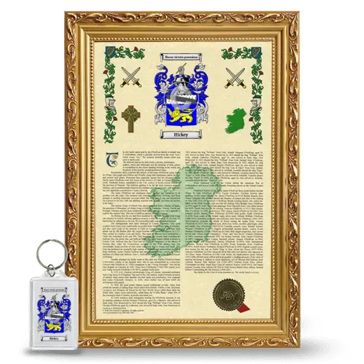Hickey Framed Armorial History and Keychain - Gold