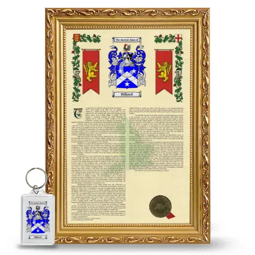 Hillyard Framed Armorial History and Keychain - Gold