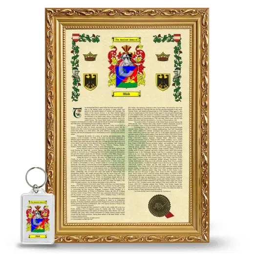 Hink Framed Armorial History and Keychain - Gold