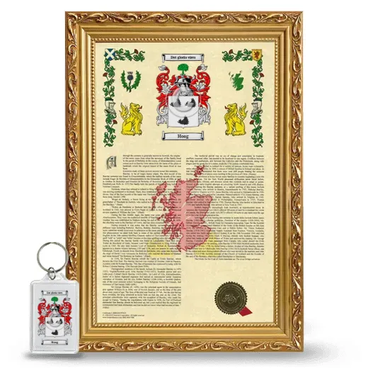 Hoag Framed Armorial History and Keychain - Gold