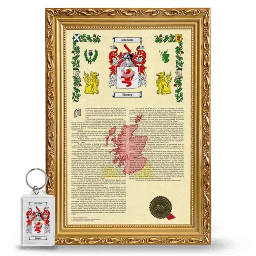Horrey Framed Armorial History and Keychain - Gold