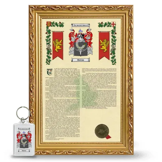 Horton Framed Armorial History and Keychain - Gold