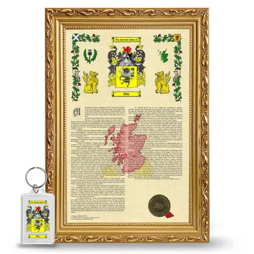 Hoy Framed Armorial History and Keychain - Gold