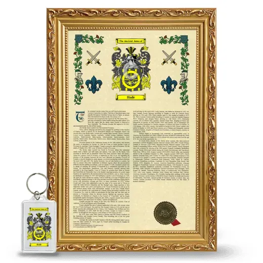 Hude Framed Armorial History and Keychain - Gold
