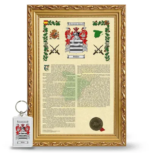 Huizar Framed Armorial History and Keychain - Gold