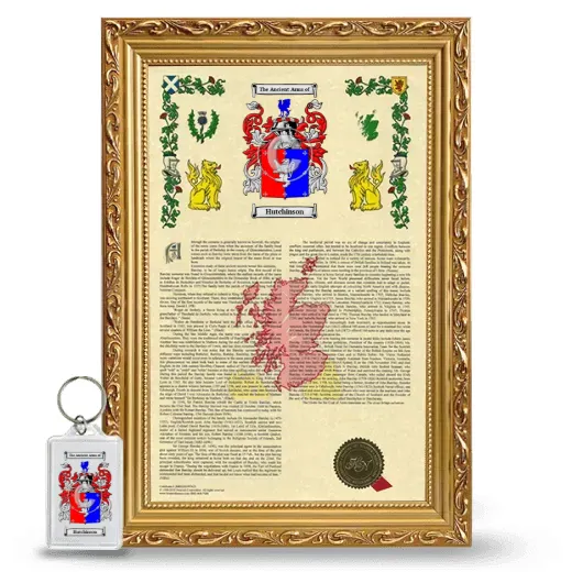 Hutchinson Framed Armorial History and Keychain - Gold