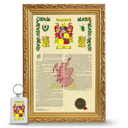 Ivor Framed Armorial History and Keychain - Gold