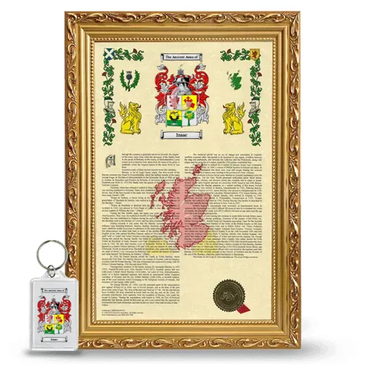 Izaac Framed Armorial History and Keychain - Gold