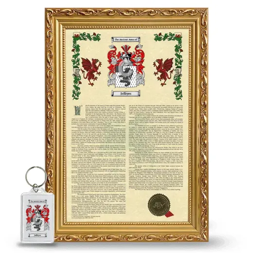 Jeffryes Framed Armorial History and Keychain - Gold