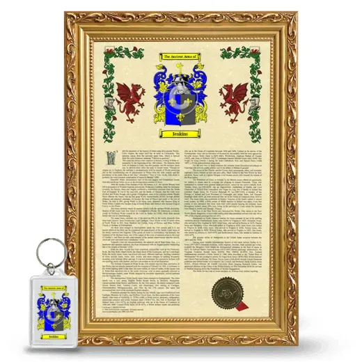 Jenkins Framed Armorial History and Keychain - Gold