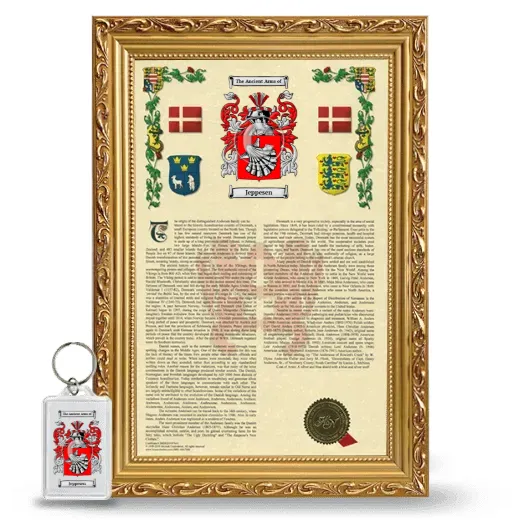 Jeppesen Framed Armorial History and Keychain - Gold