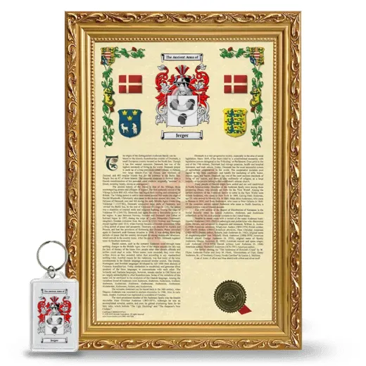 Jerger Framed Armorial History and Keychain - Gold