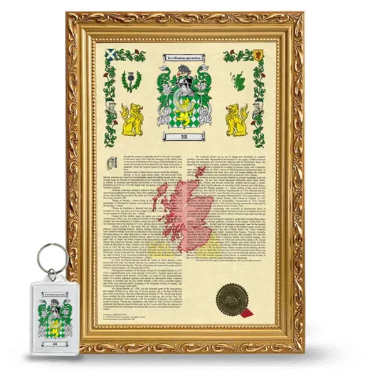 Jill Framed Armorial History and Keychain - Gold