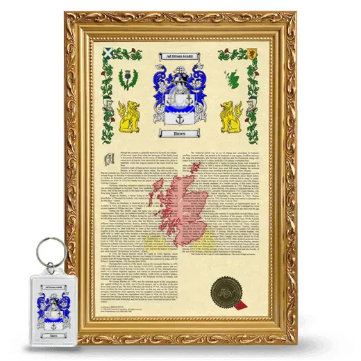 Jimes Framed Armorial History and Keychain - Gold