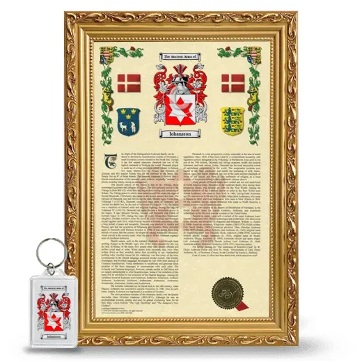 Johansson Framed Armorial History and Keychain - Gold
