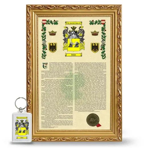 Jonas Framed Armorial History and Keychain - Gold