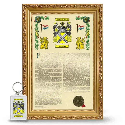 Journigan Framed Armorial History and Keychain - Gold