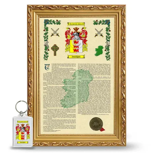 Journigan Framed Armorial History and Keychain - Gold