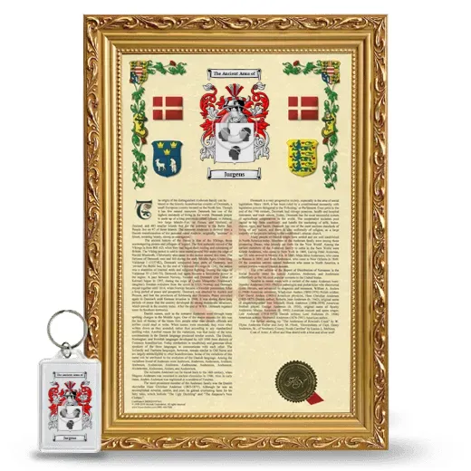 Jurgens Framed Armorial History and Keychain - Gold