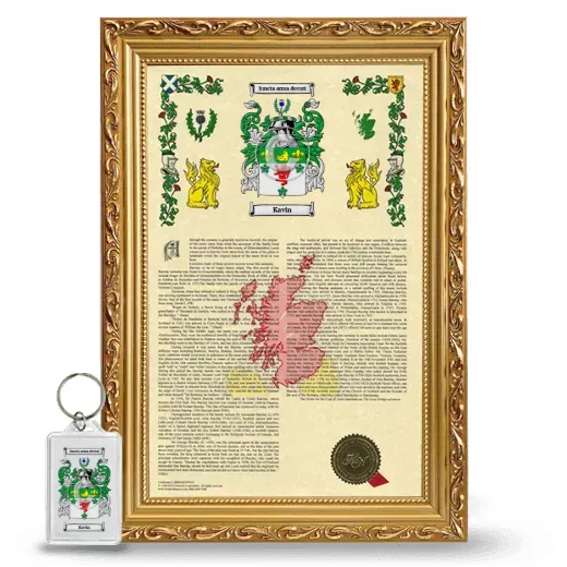 Kavin Framed Armorial History and Keychain - Gold