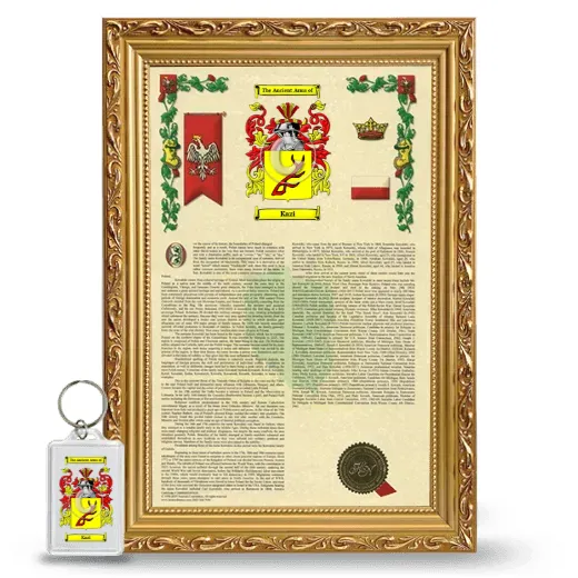 Kazi Framed Armorial History and Keychain - Gold