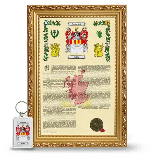 Keiths Framed Armorial History and Keychain - Gold