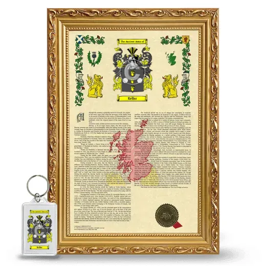 Kellar Framed Armorial History and Keychain - Gold