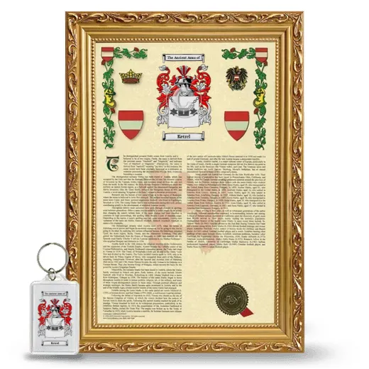Ketrel Framed Armorial History and Keychain - Gold