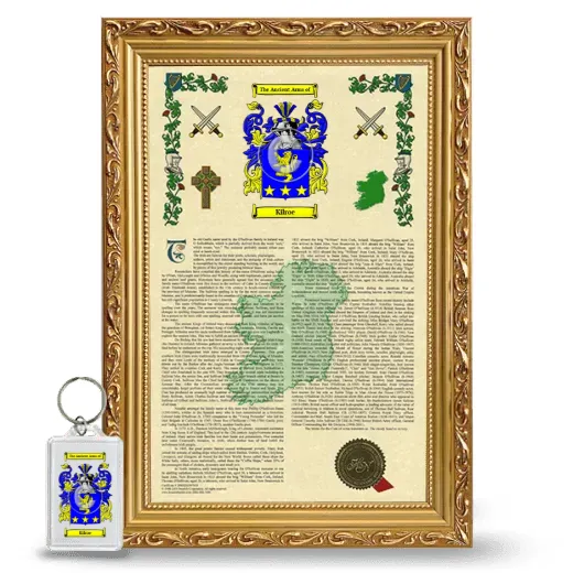 Kilroe Framed Armorial History and Keychain - Gold