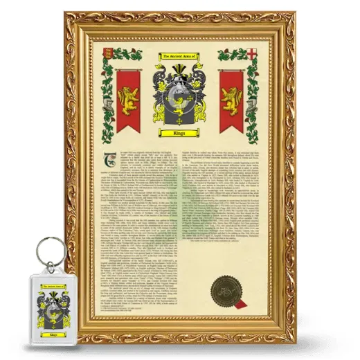 Kings Framed Armorial History and Keychain - Gold