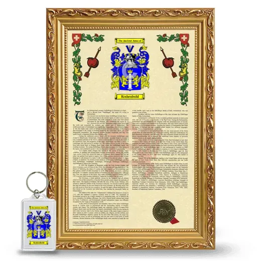 Krahenbuhl Framed Armorial History and Keychain - Gold