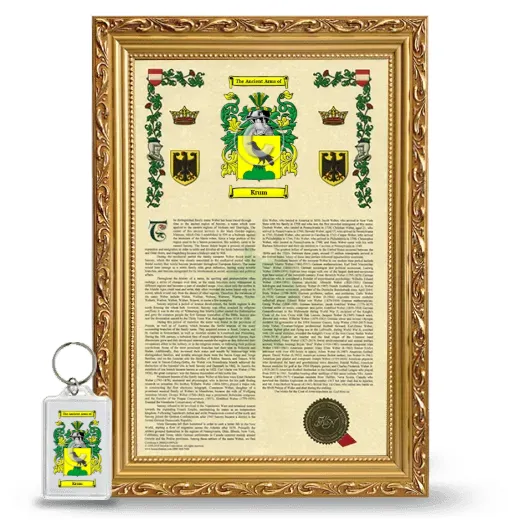 Krum Framed Armorial History and Keychain - Gold