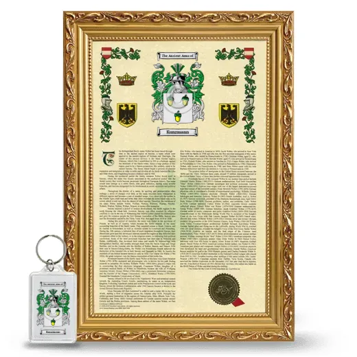 Kunzmann Framed Armorial History and Keychain - Gold
