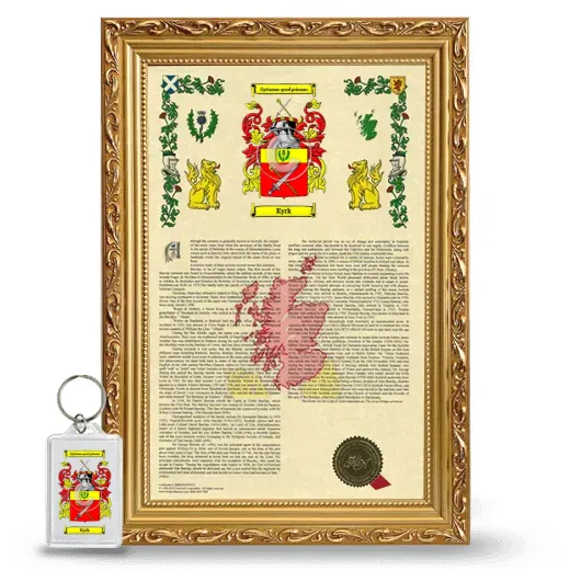 Kyrk Framed Armorial History and Keychain - Gold