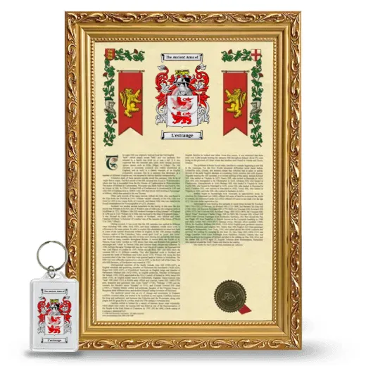 L'estrange Framed Armorial History and Keychain - Gold
